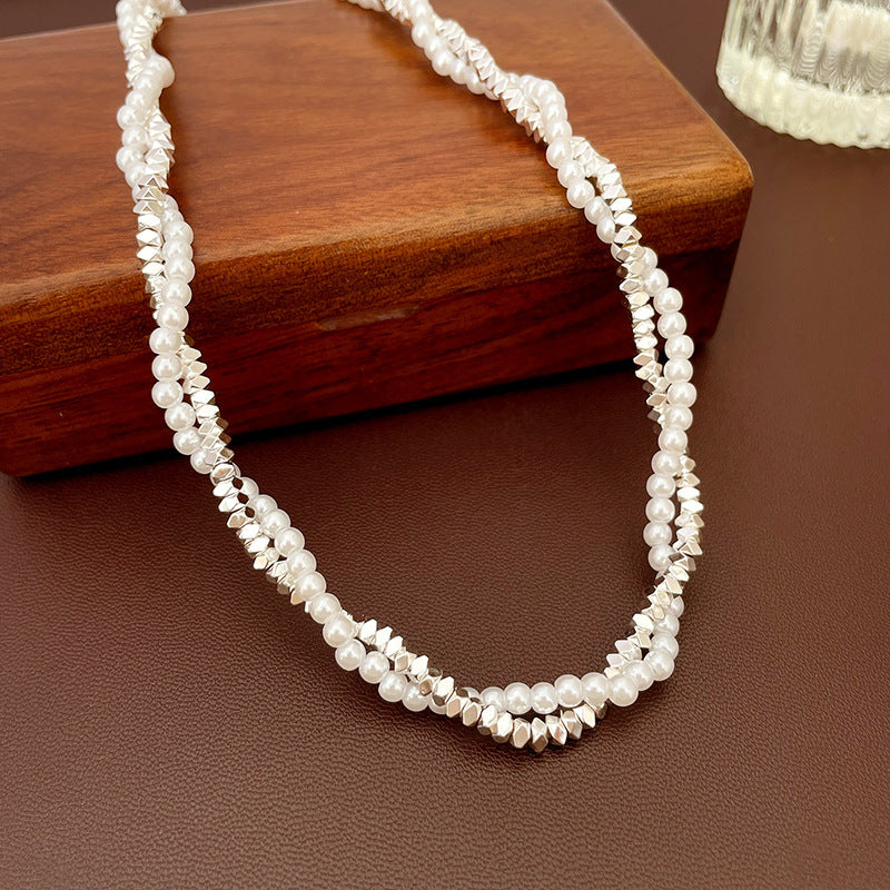 Artificial Fragmented Silver Irregular Pearl Necklace Light Luxury High-end Niche Fashion Choker Collarbone Chain Simple Accessory
