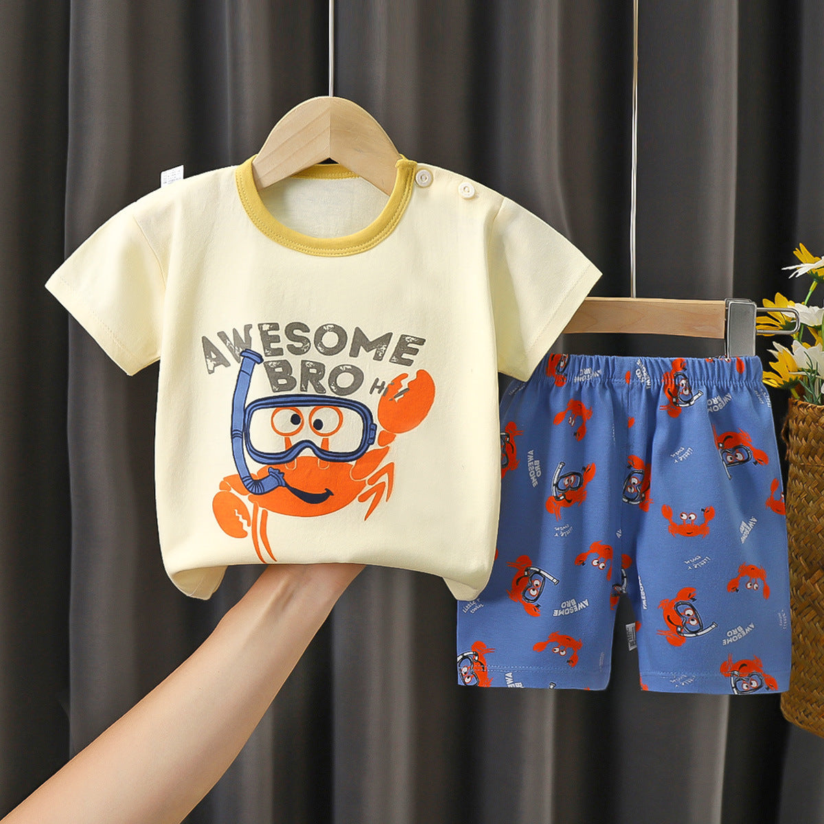 Children's Summer Short Sleeve Set a Cotton-like Boys' and Girls' Clothing t T-shirt Baby Summer Clothing2025Children's Clothing
