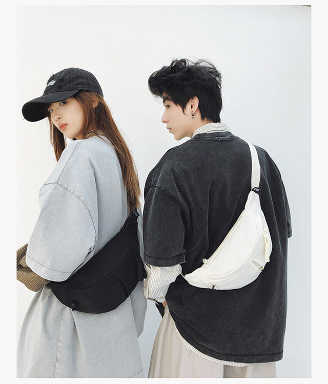 2025Summer New Simple Versatile Large Capacity Canvas Underarm Bag for Outings and Commutes, Niche Design Solid Color Chest Bag