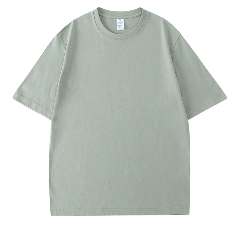 230G Men's Pure Cotton Crew Neck t Short-sleeve Drop Shoulder Cotton Workwear Printed Summer American Style oversize Men's Clothing t