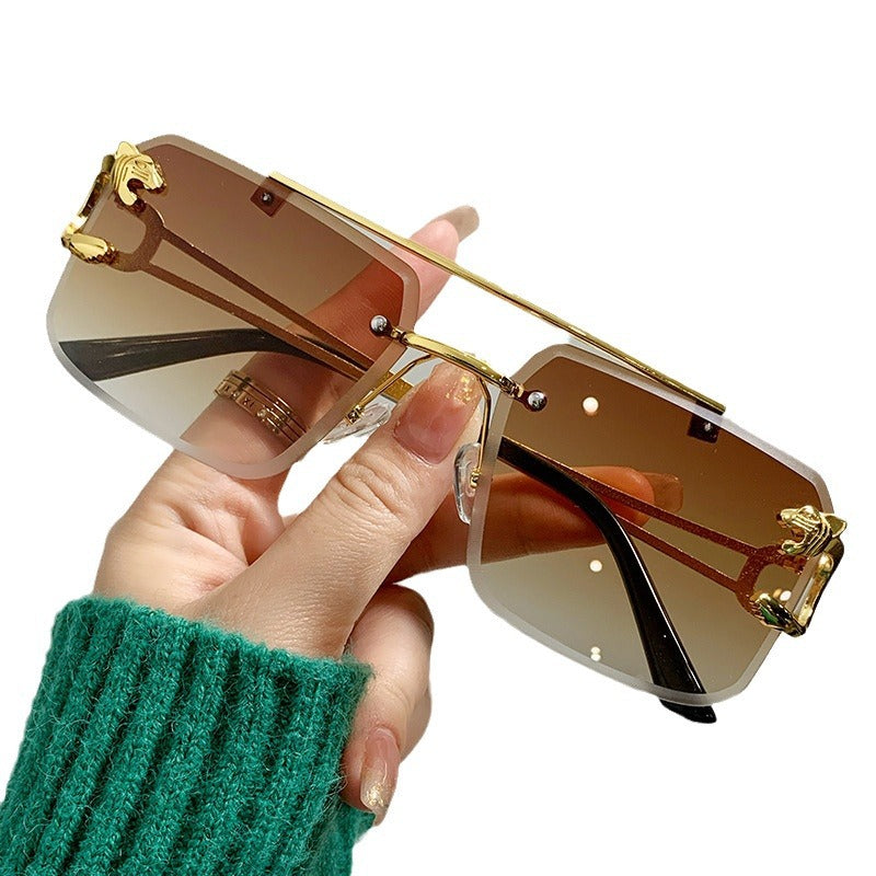 European and American Cross-Border Hot-Selling Double-Beam Edge-Cut Sunglasses for Men Wholesale Trendy Personality Sunglasses for Women sunglasses