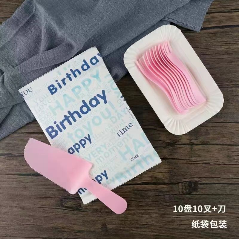 Birthday Cake Cutlery Set Bakery Disposable Cutlery Plates Food Grade Cake Shop Plastic Tableware