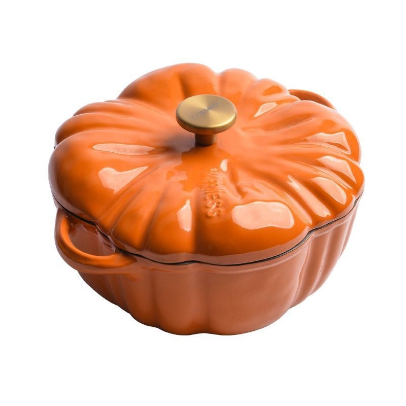 Enamel Pot Pumpkin Shape Enamel Pot Soup Stew Multifunctional Pot Household Enamel Soup Pot Induction Cooker Compatible