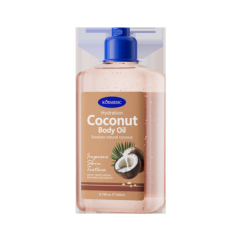 KORMESIC Full English Coconut Body Oil Body oil Massage Essential Oil260ml Cross-Border Foreign Trade Wholesale