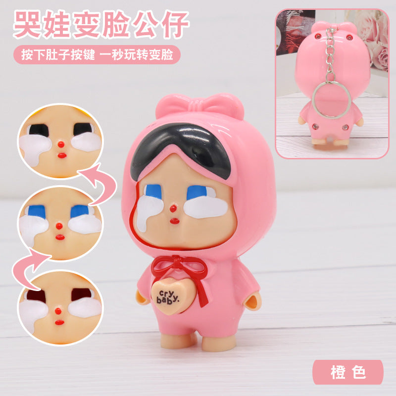 Internet Celebrity Crying Baby Face-Changing Doll Toy Keychain Backpack Accessory Hot-Selling Stress Relief Artifact Wholesale for Stalls