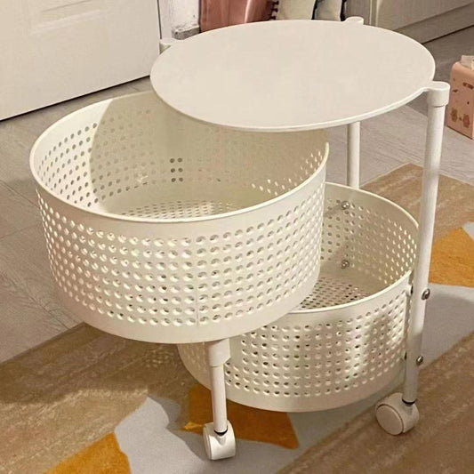 Rotatable Multi-layer Floor-standing Bedroom Trolley Kitchen Storage Rack Multifunctional Organizer Household Snack Rack Bedside Rack