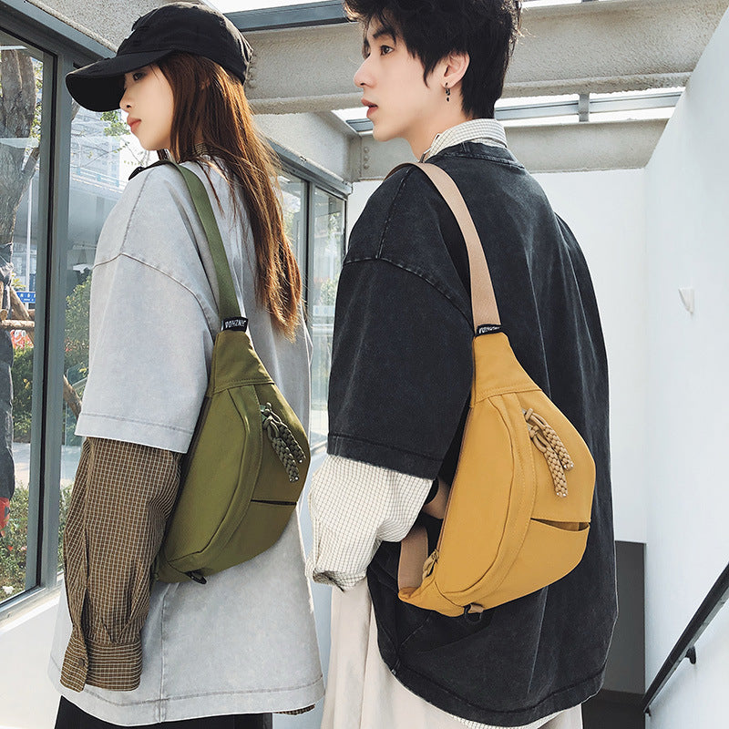 2025Summer New Simple Versatile Large Capacity Canvas Underarm Bag for Outings and Commutes, Niche Design Solid Color Chest Bag