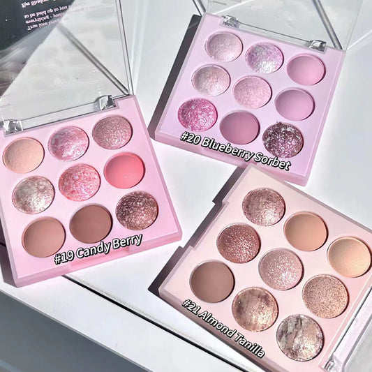 Capel Ice Cream Nine-Color Eyeshadow Palette Pearlescent Matte Rose Palette Under-eye Blush Oat Milk Tea Earth Pure Desire