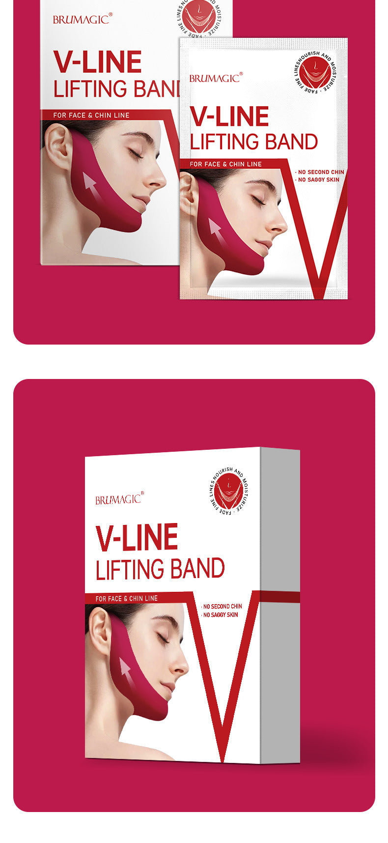 Cross-Border V Face Mask English red V Type Lifting Chin Patch Hydrogel Ear Hanging Mask Lifting Bandage In Stock