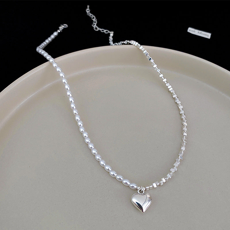 Artificial Fragmented Silver Irregular Pearl Necklace Light Luxury High-end Niche Fashion Choker Collarbone Chain Simple Accessory