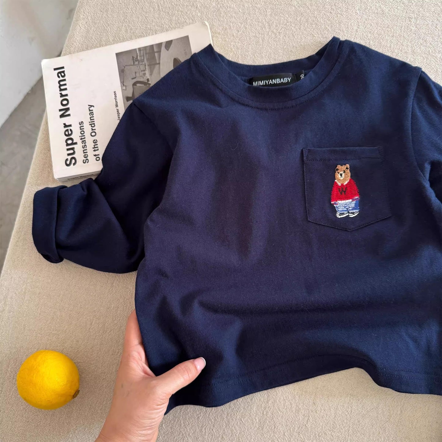 Sweet Little Chef Children's Long Sleeve T Autumn Boys' Japanese Style Bear Base Shirt Baby Toddler Striped Inner Layer Top