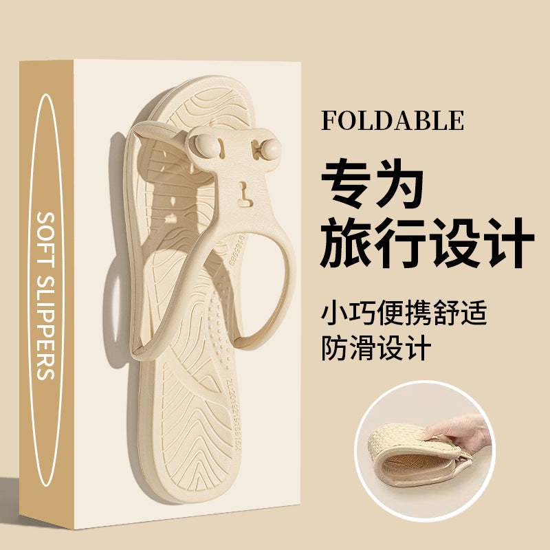 Foldable Travel Slippers for Women, Hotel Business Trip, Home Bathroom, Couple's One-Word Slippers, Portable Travel Slippers for Men