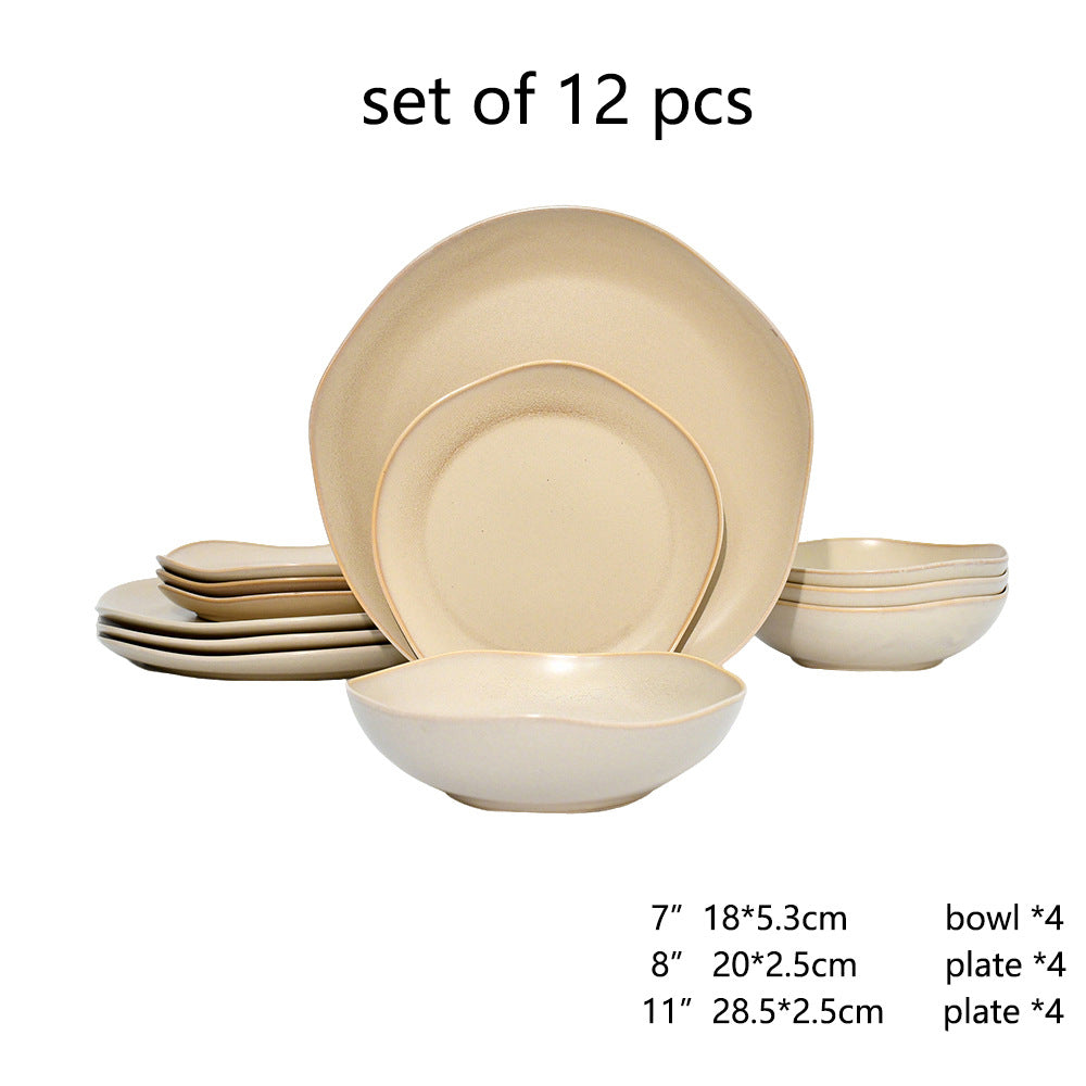 ceramic black plates bowl dinnerware Set of 4 set of 16Set