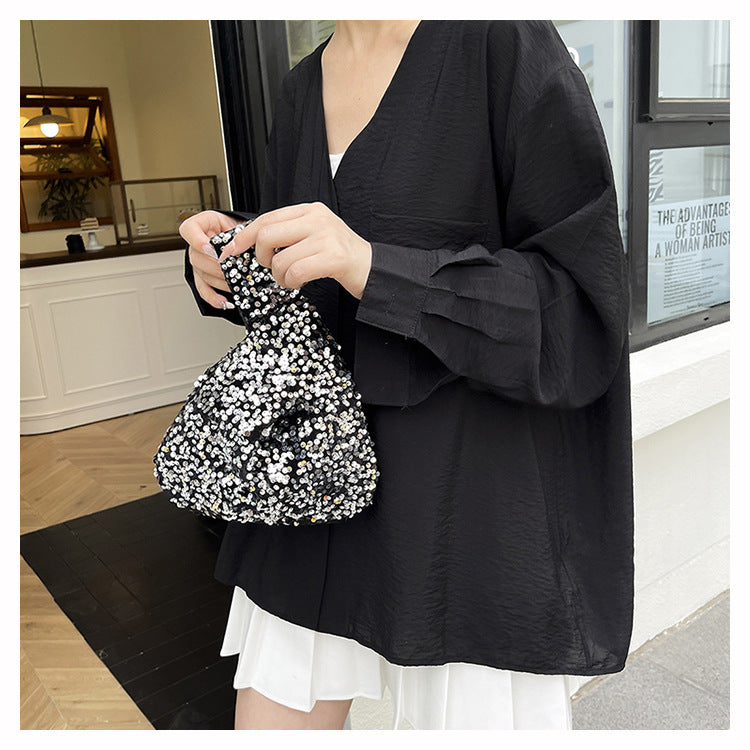 Fashion New Trendy Bag Niche Design Sequin Underarm Bag Trendy Niche Style High-End Single Shoulder Handbag