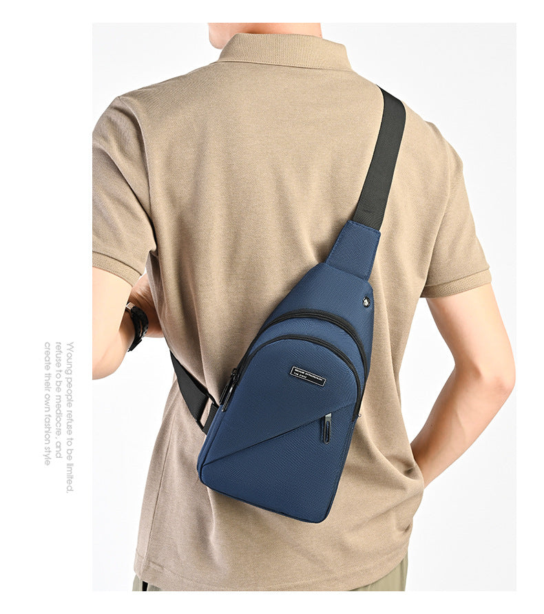 Silk Chest Bag Autumn New Large Capacity Casual Men's Bag Lightweight Simple Water-Resistant Oxford Cloth Crossbody Backpack