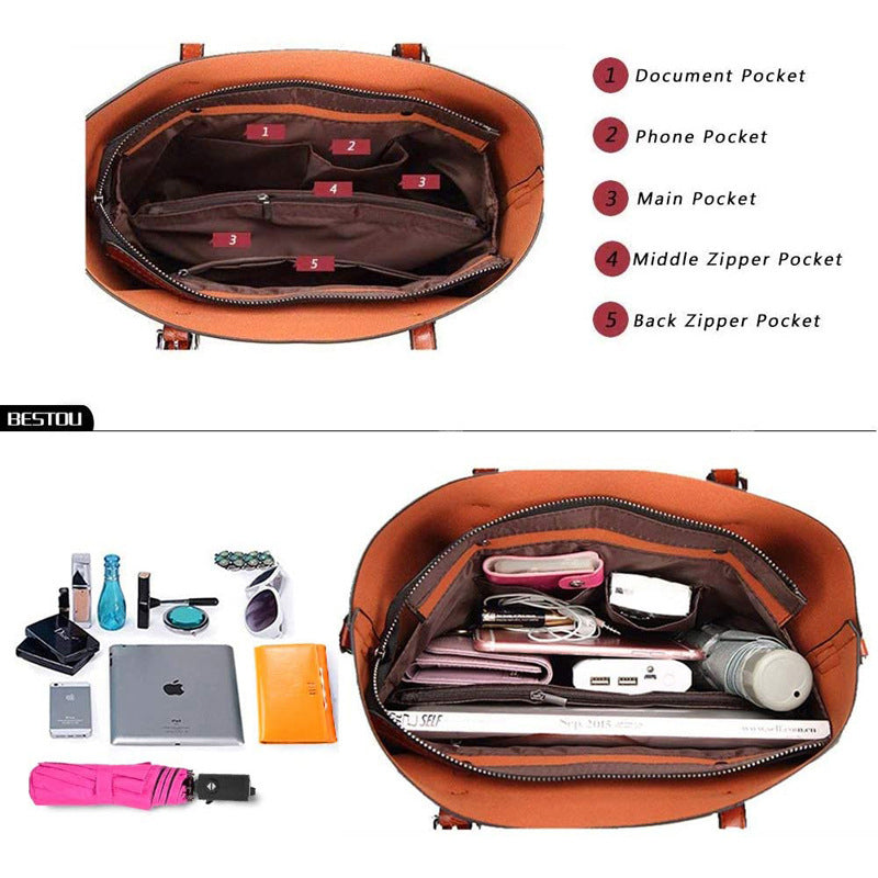 Export Women's Tote Bag PU Urban Simple Women's Travel Versatile Shoulder Bag Crossbody Bag Tassel Handbag