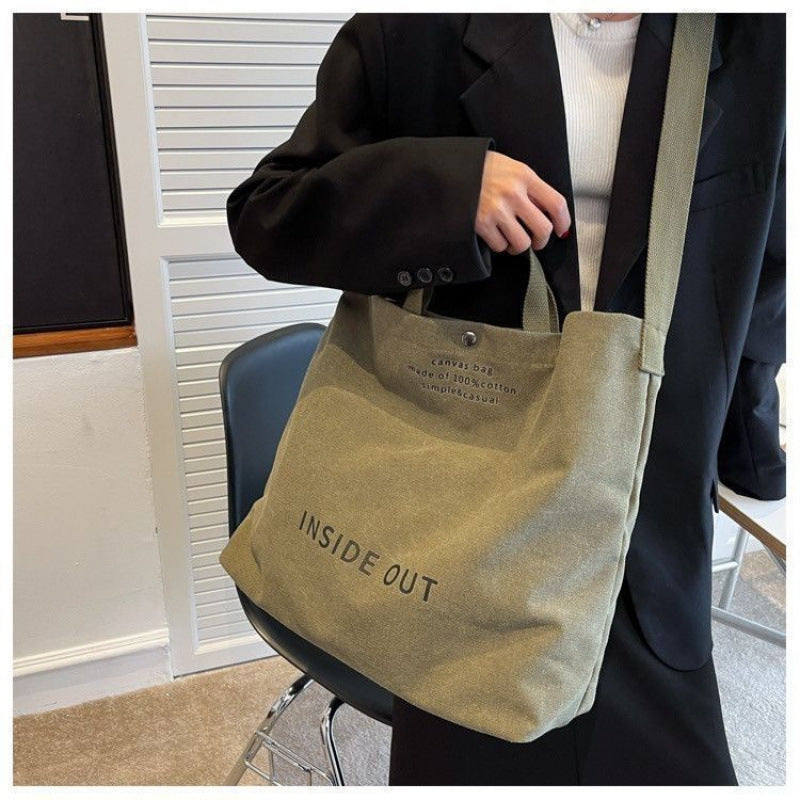 Canvas Crossbody Bag Men's Handbag Commuting Bag Male College Student Class Bag Shoulder Bag Large Capacity Backpack