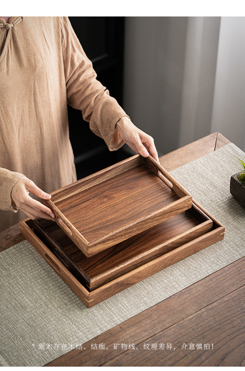Walnut Tea Tray Minimalist Dry Tea Tray Cup Storage Tray Chinese Style Candy Dessert Fruit Tray Tea Room Tea House Wholesale
