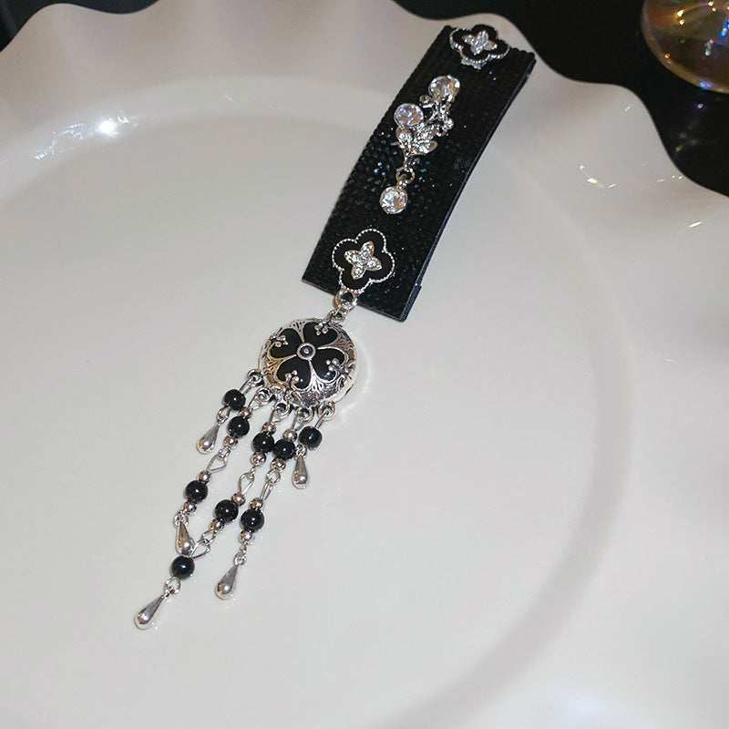 Ethnic Style Velvet Bell Tassel Headband New Chinese Style National Trend High Skull Top Headband Niche High-end Retro Hair Accessory