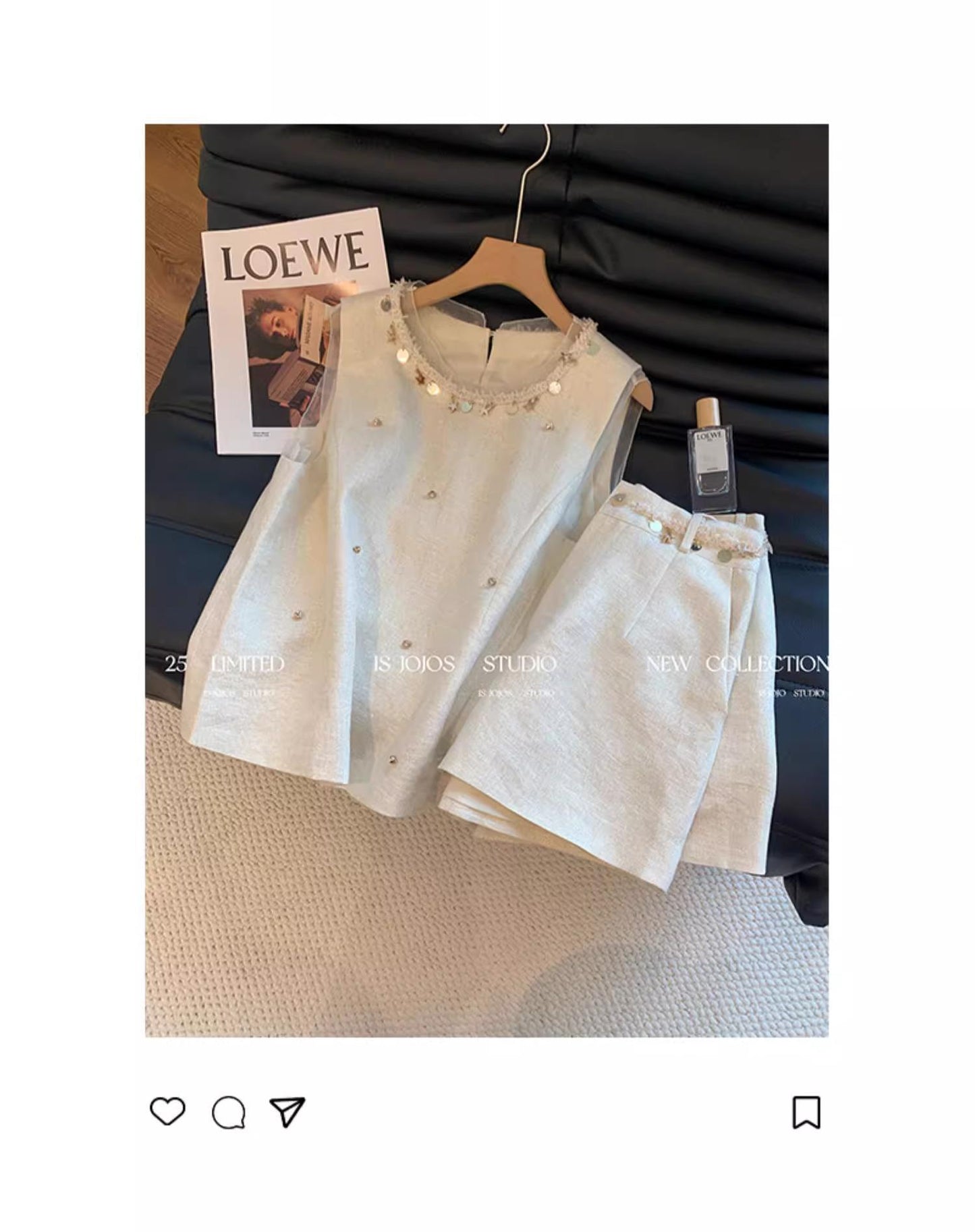 【Self-produced and self-sold, can accept orders】Shell Beaded Set for Women Summer Playful Youthful Versatile Shorts Two-Piece Set