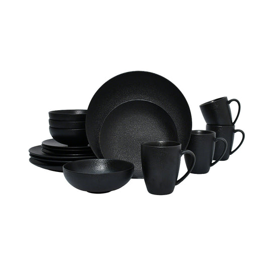 ceramic black plates bowl dinnerware Set of 4 set of 16Set