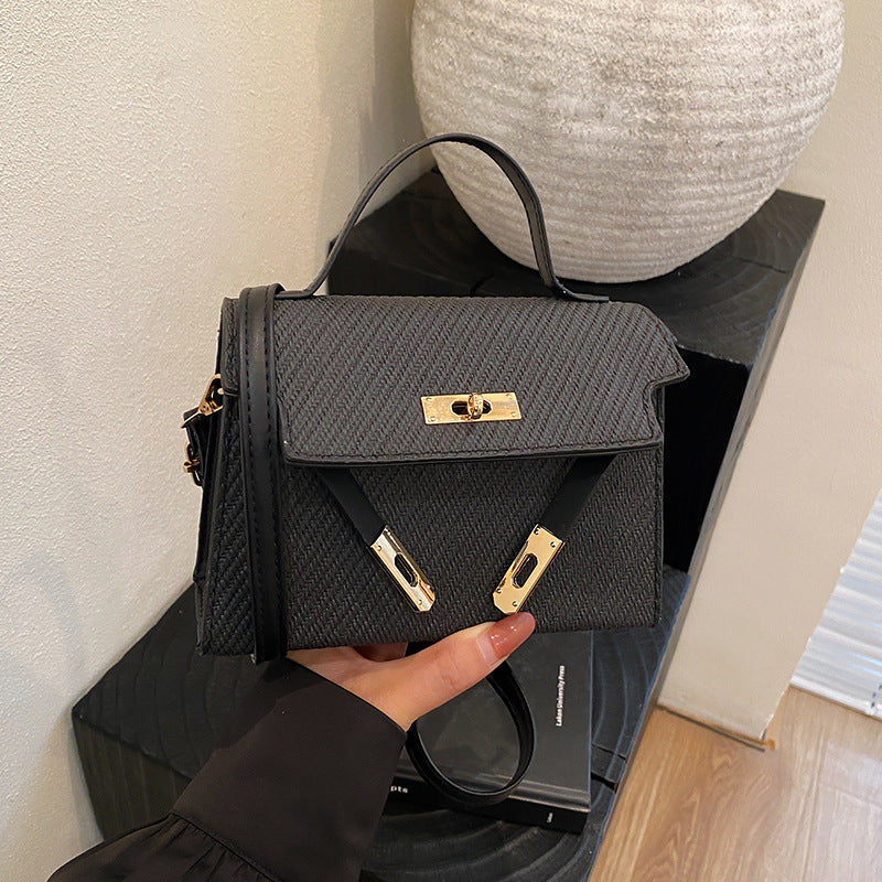 Bag2024New Fashion Small Square Bag Texture PU Handbag Retro Simple Shoulder Bag Trendy Versatile Crossbody