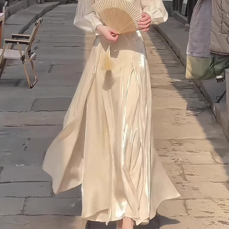 This Year's Trend: Beautiful, Youthful, Fashionable, Elegant Midi Skirt for Women with a High-End Feel, Flowing New Chinese Style National Style Skirt, Niche