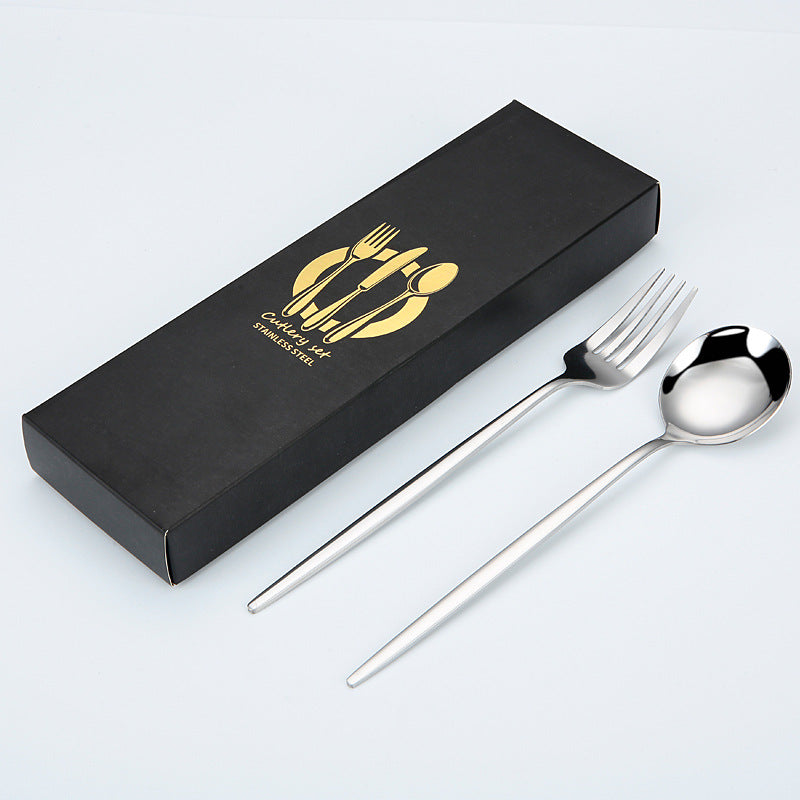 Portuguese Cutlery Stainless Steel Knife and Fork Two-Piece Set Western Steak Knife Fork Spoon Cutlery Gift Box Set Customizable LO