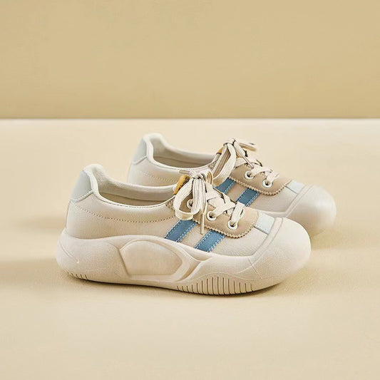 2024Summer New Korean Style ins Breathable White Sneakers for Women Low-top Casual Platform Shoes Thick-soled Wedge Sneakers Sports Shoes