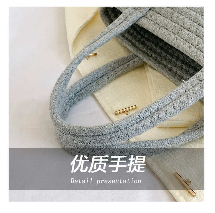Hand-Woven Bag Women2025New Ethnic Style Straw Bag Forest Style Beach Large Capacity Basket Bag