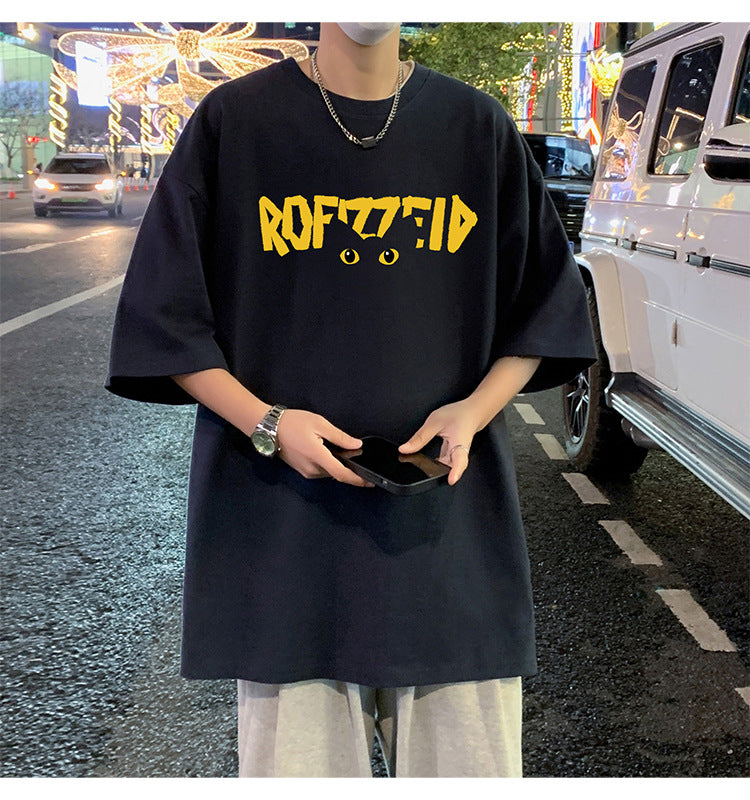 Short Sleeve T Men's Summer New Heavyweight Pure Cotton Crew Neck T-Shirt Large Size Loose Fit Men's Short Sleeve ins Fashion brand top