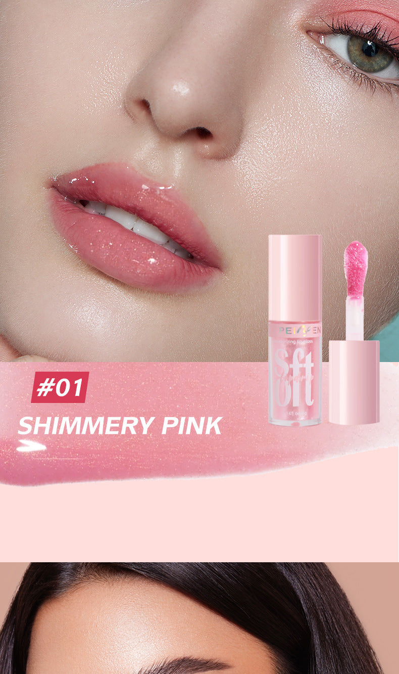PNF Cross-border Moisturizing Lip Gloss Lip Oil Pearlescent Fine Flash European and American Water Light Lip Plumping Cream Lip Gloss Lip lacquer