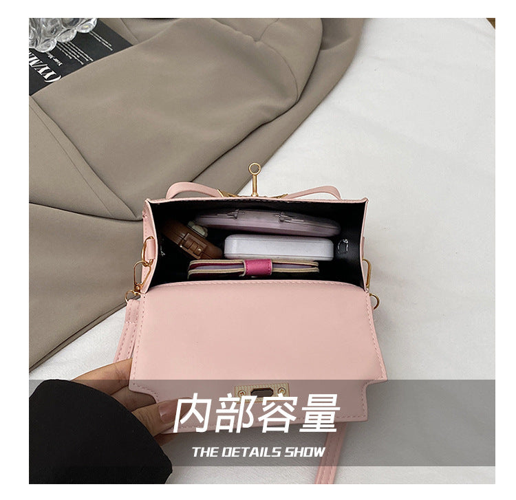 Bag2024New Fashion Small Square Bag Texture PU Handbag Retro Simple Shoulder Bag Trendy Versatile Crossbody