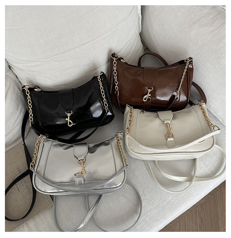 French Design Glossy Women2025Summer New Trendy Fashionable Elegant Single Shoulder Underarm Handbag for Women