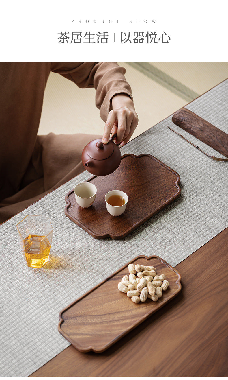 Walnut Tea Tray Minimalist Dry Tea Tray Cup Storage Tray Chinese Style Candy Dessert Fruit Tray Tea Room Tea House Wholesale