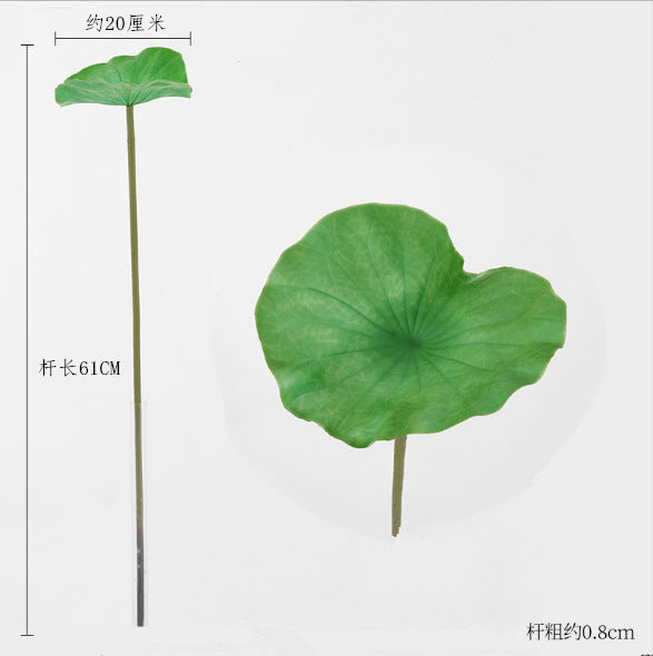 PU Lotus Leaf with Stem Artificial Lotus Leaf Lotus Bud Lotus Pod Chinese Countryside Style Buddhist Hall Decorative Flower Directly from Manufacturer