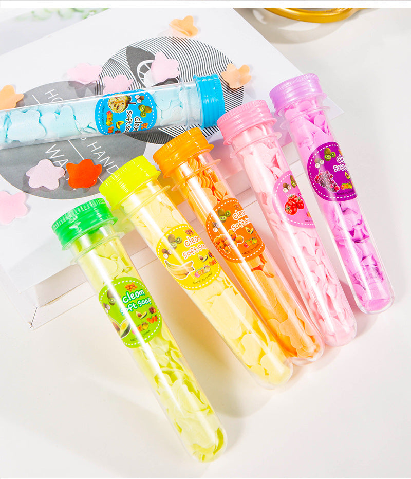 Outdoor Portable Hand Washing Travel Disposable Paper Soap Tablets Test Tube Soap Flower Soap Paper Bottle Flower Shape Soap Tablets