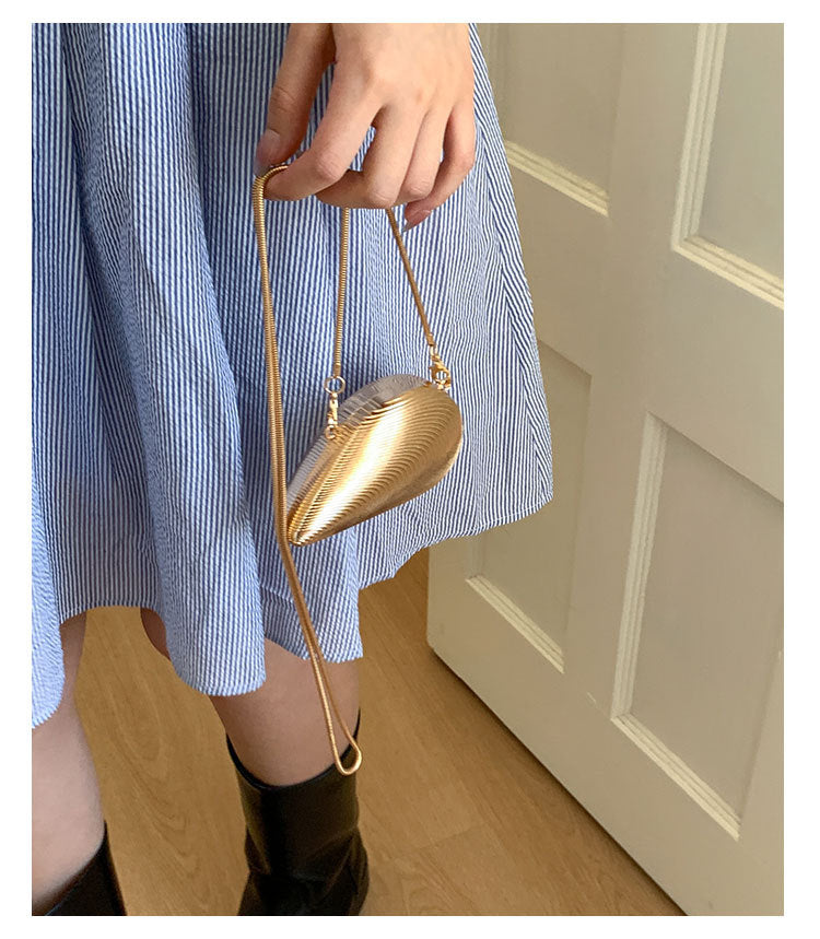 Mini2025Summer New Bag Niche Metal Shell Single Shoulder Chain Crossbody Bag Evening Fashion Small Bag for Women