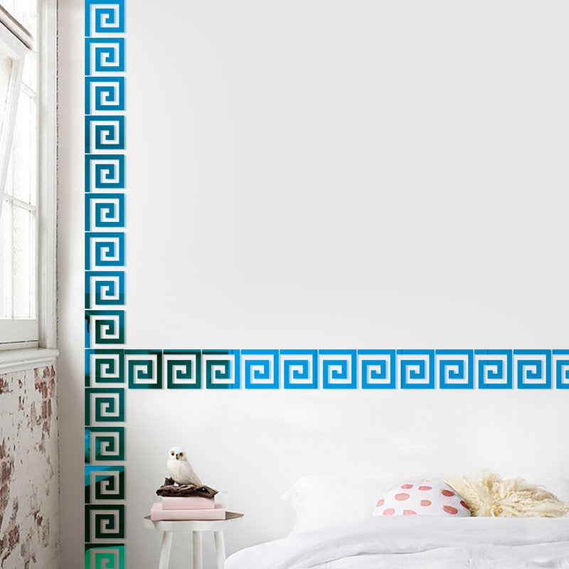 Hot-Selling Spiral Acrylic Mirror Sticky Paper Clips Waistline Wall Stickers for Home Living Room DIY Decorative Mirror Wall Sticker