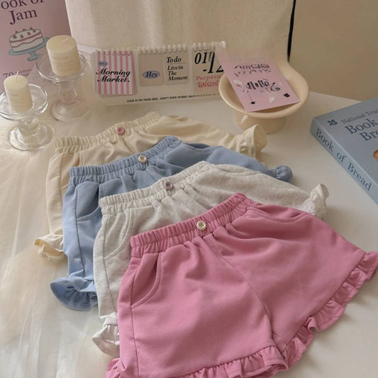 Shorts2024New Style Girls' Summer Outfit Pure Cotton Loose Fit Internet Celebrity Thin Fashionable Versatile Girl's Lace Pants