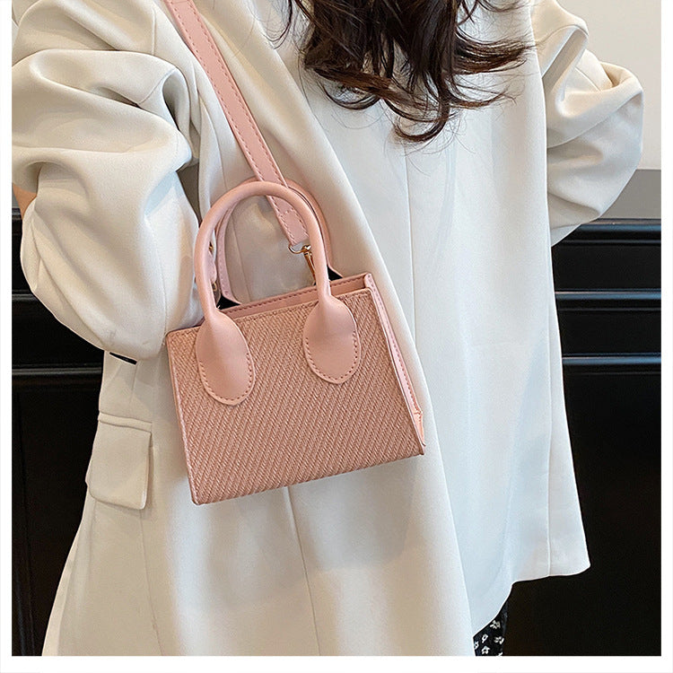 Korean Style Simple Crossbody Personality Small Square Bag2024Summer new style casual stylish single-shoulder bag corduroy handbag