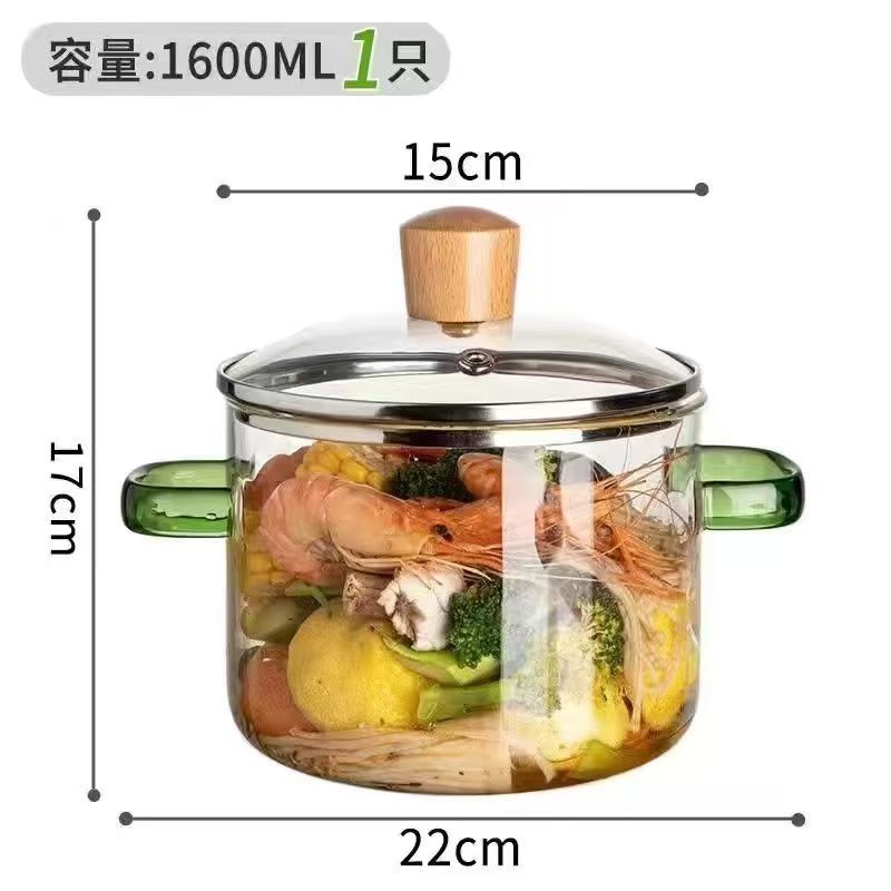 Creative Bear Double Ear Soup Pot Striped Pot Glass Transparent Health Pot Electric Ceramic Stove Heatable Instant Noodle Bowl Milk Pot