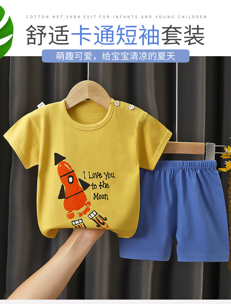 Children's Summer Short Sleeve Set a Cotton-like Boys' and Girls' Clothing t T-shirt Baby Summer Clothing2025Children's Clothing