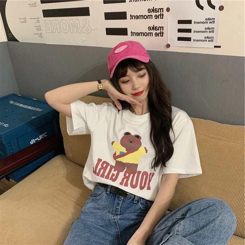 Couple Clothes Insi Trendy Cross-Border2023Summer New Style Crop Top Korean Version Slim Fit Short Sleeve T Shirt for Female Students