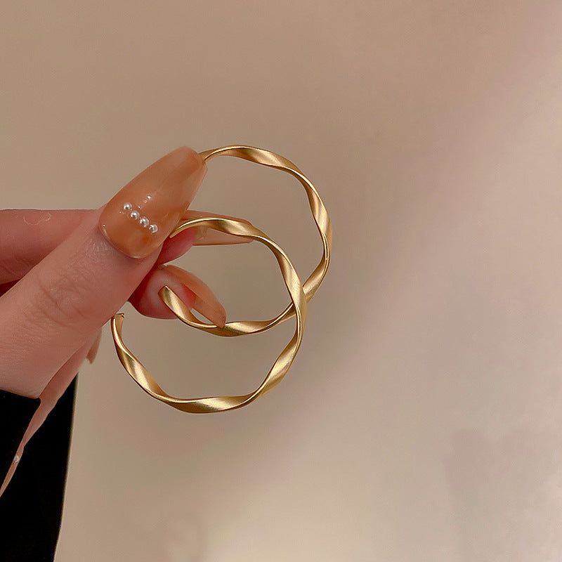 Silver Needle Metal Earrings High-end Simple Stud Earrings Fashion Versatile Light Luxury Unique Niche Earrings Yiwu Wholesale
