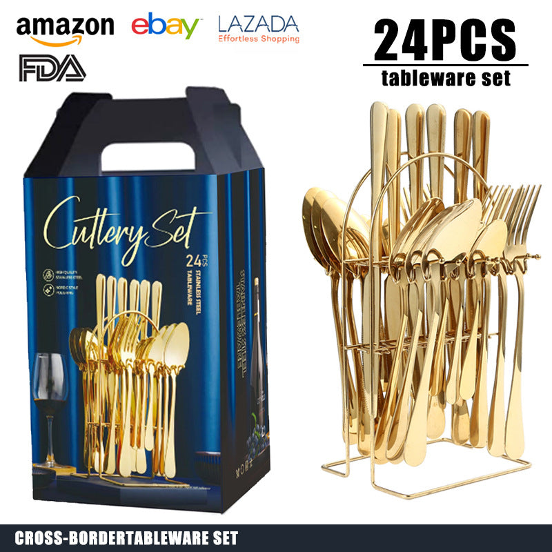 tableware set Stainless Steel Tableware1010Series Western Dining Rack Knife Fork Spoon24Set of Color Boxes