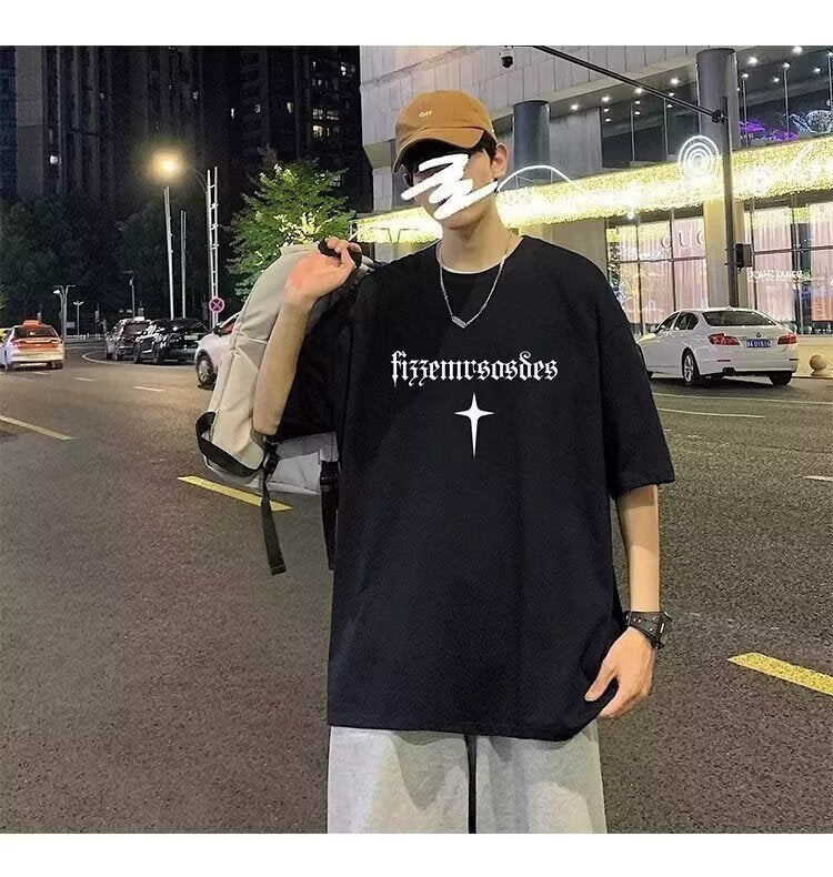 Cross-border pure cotton men's T Wholesale high-quality summer new printed casual short-sleeve shirts t Trendy Brand Five-Sleeve Shirt