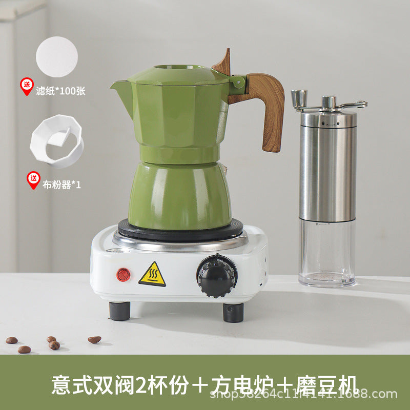 Moka Pot Home Use Small Coffee Pot Coffee Brewing Set Double Valve Hand Brew Pot Espresso Extraction Italian Coffee Machine