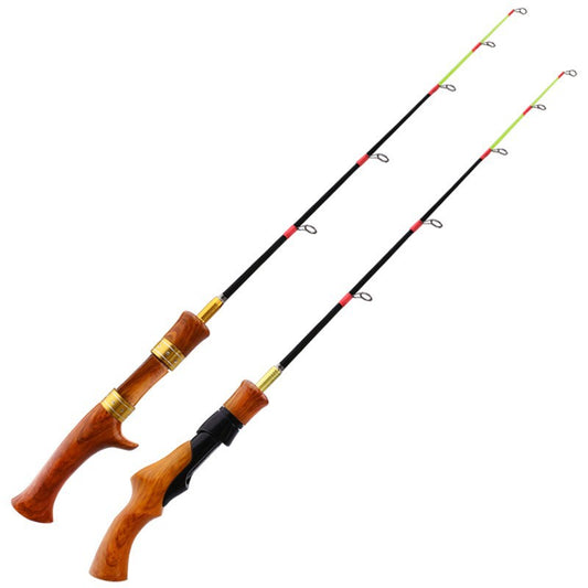 Short Section Ice Fishing Rod2Festive Shrimp Rod Winter Fishing Rod62cm Imitation Wooden Handle Straight Handle Gun Handle Children's Rod Wholesale