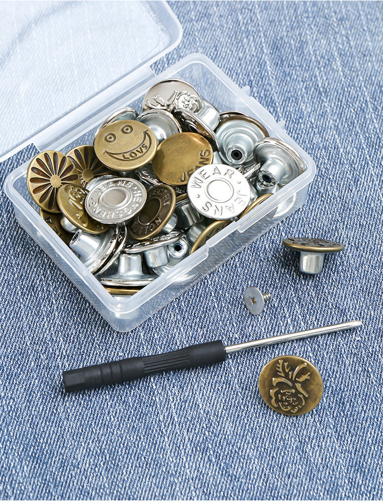 Adjustable No-Punch No-Nail Metal Buttons for Women's Jeans, Detachable Waist Adjustment Tool